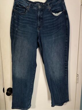 Old Navy Women's Dark Blue Distressed High-Rise OG Loose Jeans